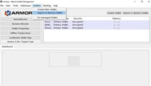 armory bitcoin wallet interface during recovery process